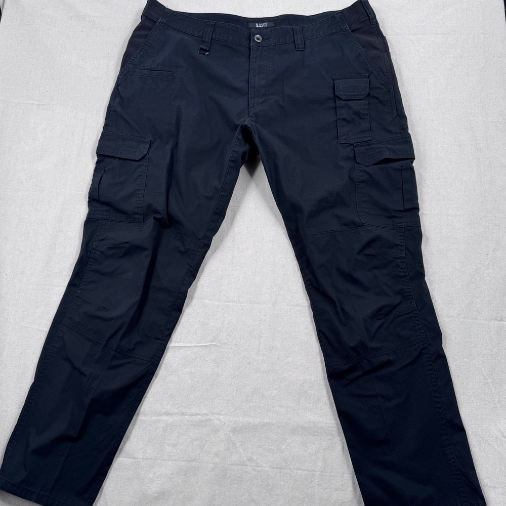5.11 Tactical Mens 42x34 Black Ripstop Cargo Pants Utility Work Trousers